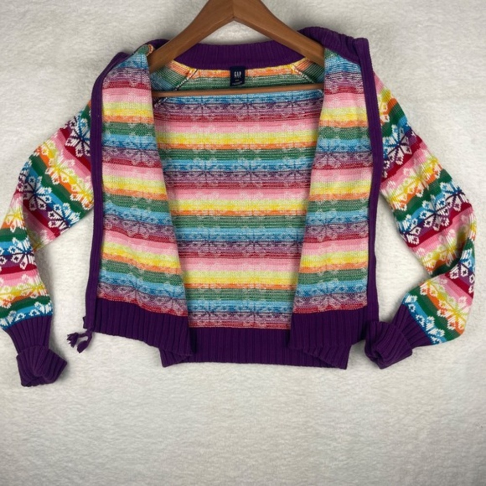 Y2K VTG Gap XXL 100% Cotton Fair‎ Isle Christmas Snowflake Full Zip Ugly Sweater - Picture 11 of 17